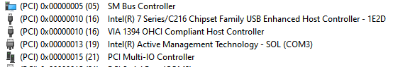 this shows the VIC1394 OHCI host controller with the Intel(R)  sharing